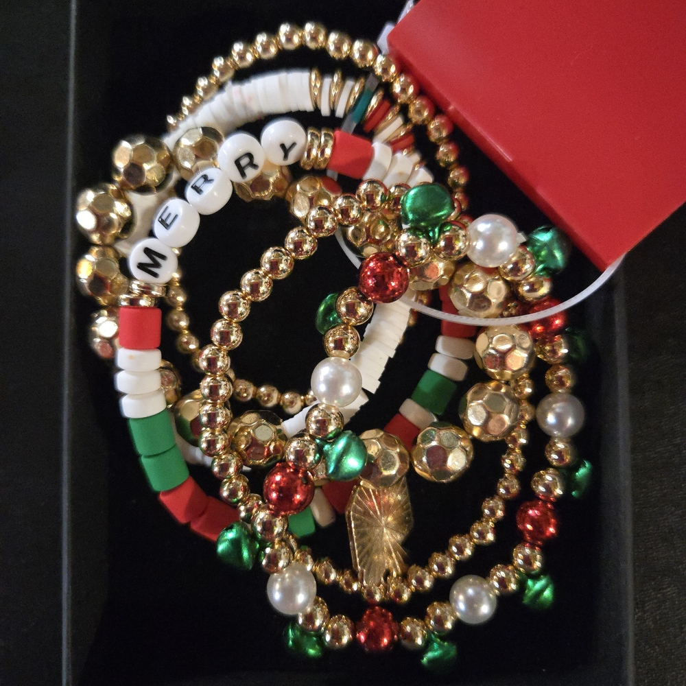 Festive Multicolor Beaded Stretch Bracelet Set